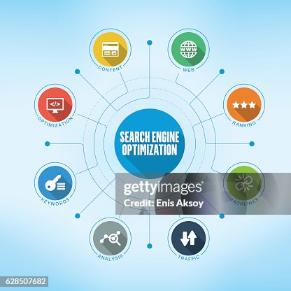 Search Engine Optimization keywords with icons Search Engine Optimization keywords with icons