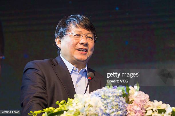 Xiong Xiaoge, President of Asia region of IDG, speaks during the Canton Tower Science & Technology Conference Guangzhou at Four Seasons Hotel on...