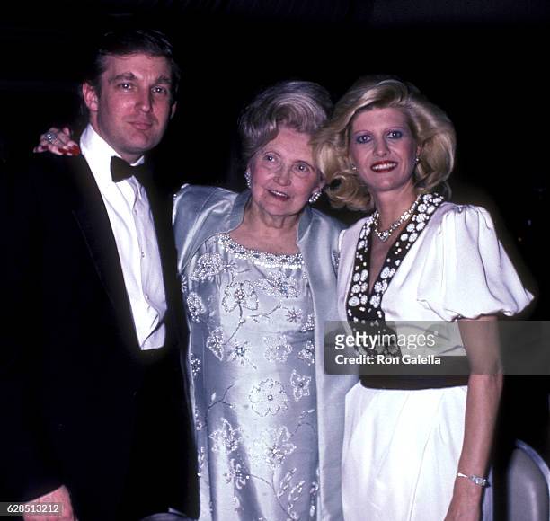 Donald Trump, Mary Anne Trump and Ivana Trump attend 38th Annual Horatio Alger Awards Dinner on May 10, 1985 at the Waldorf Hotel in New York City.