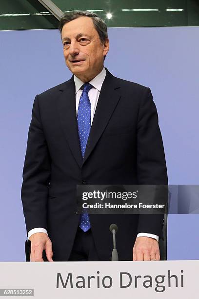 Mario Draghi, president of the European Central Bank, speaks to the media at the ECB on December 8, 2016 in Frankfurt, Germany. The ECB today...