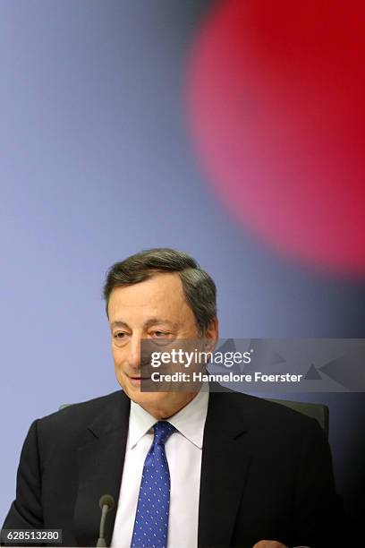 Mario Draghi, president of the European Central Bank, speaks to the media at the ECB on December 8, 2016 in Frankfurt, Germany. The ECB today...