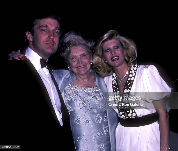 Donald Trump, Mary Anne Trump and Ivana Trump attend 38th Annual Horatio Alger Awards Dinner on May 10, 1985 at the Waldorf Hotel in New York City.