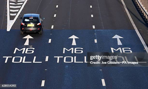 The start of the M6 toll at the Coleshill Interchange in Warwickshire. PRESS ASSOCIATION Photo. Picture date: Sunday December 4, 2016. Photo credit...