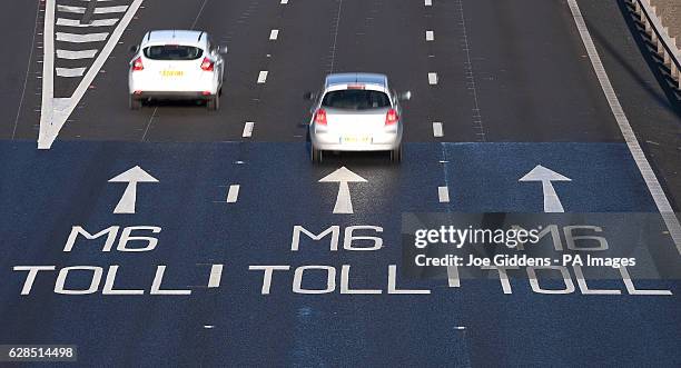The start of the M6 toll at the Coleshill Interchange in Warwickshire. PRESS ASSOCIATION Photo. Picture date: Sunday December 4, 2016. Photo credit...