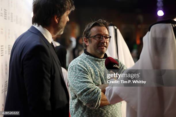 Laurent Perez and Vincent Maraval are interviewed at the closing ceremony and screening of 'The Red Turtle' during the Ajyal Youth Film Festival on...