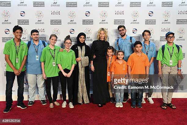 Of Doha Film Institute Fatma Al Remaihi and Meg Ryan pose with members of the jury at the closing ceremony and screening of 'The Red Turtle' during...