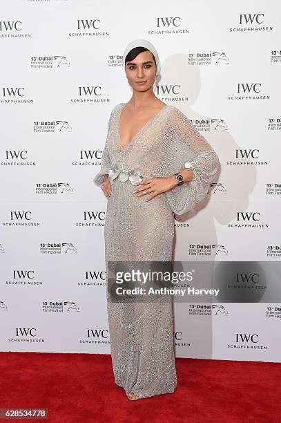 Tuba Buyukustun, Turkish actress and IWC Brand Ambassador, attends the fifth IWC Filmmaker Award gala dinner at the 13th Dubai International Film...