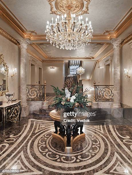 entrance hall in the luxury house - villa palace stock pictures, royalty-free photos & images