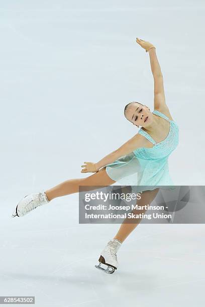 Anastasiia Gubanova of Russia competes during Junior Ladies Short Program on day one of the ISU Junior and Senior Grand Prix of Figure Skating Final...