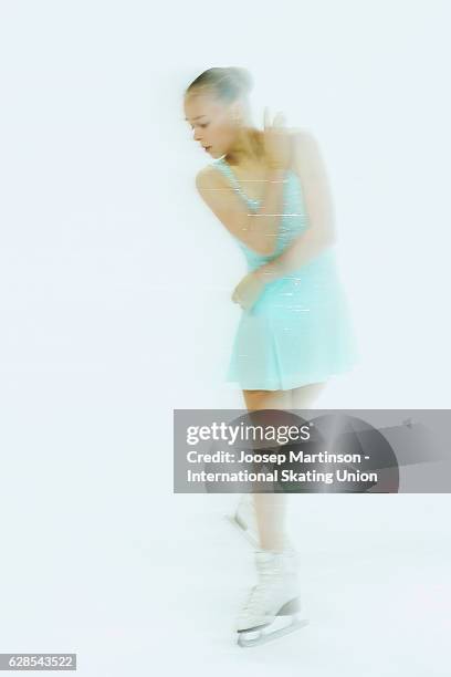 Anastasiia Gubanova of Russia competes during Junior Ladies Short Program on day one of the ISU Junior and Senior Grand Prix of Figure Skating Final...