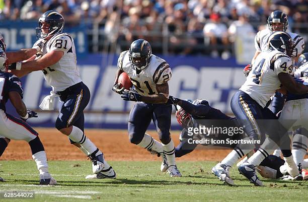 San Diego Chargers LaDainian Tomlinson during a game against the New England Patriots at the Qualcomm Stadium Sunday September 29 in San Diego, CA.