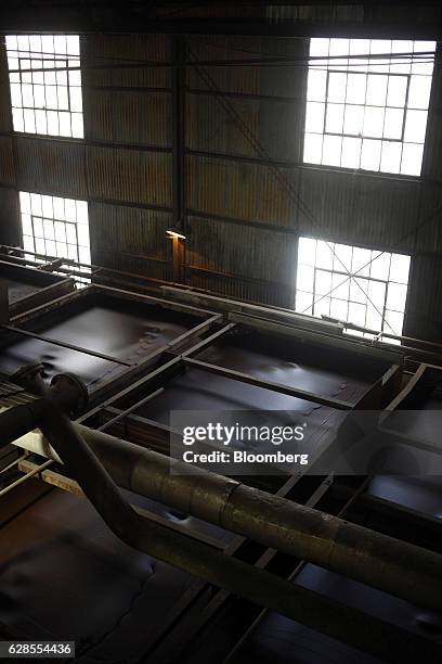 Sugar is separated from vats of molasses during sugarcane processing at the Lafourche Sugar LLC mill in Thibodaux, Louisiana, U.S., on Tuesday, Nov....