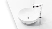 Modern sink in  soft light on white background 3d illustr