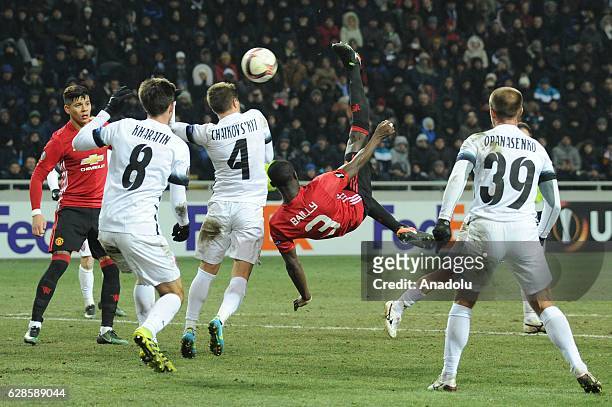 Eric Bailly of Manchester United shoots during the UEFA Europa League group A match between FC Zorya Luhansk and Manchester United at Chornomorets...