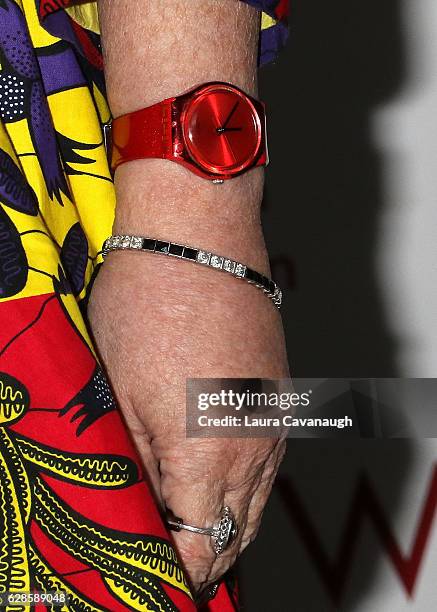 Loreen Arbus, watch and jewelry detail, attends 37th Annual Muse Awards at New York Hilton Midtown on December 8, 2016 in New York City.