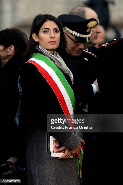 Mayor of Rome Virginia Raggi attends the solemnity of the Immaculate Conception celebrated by Pope Francis on December 8, 2016 in Rome, Italy. Pope...