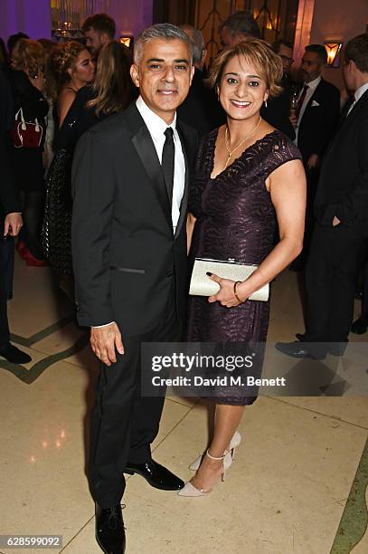 Mayor of London Sadiq Khan and Saadiya Khan attend The London Evening Standard British Film Awards at Claridge's Hotel on December 8, 2016 in London,...