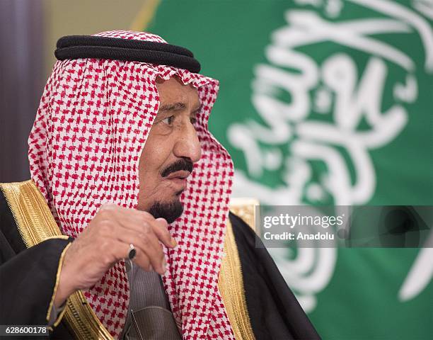 King of Saudi Arabia, Salman bin Abdulaziz Al Saud meets with Emir of Kuwait, Sheikh Sabah IV Ahmad Al-Jaber Al-Sabah in Kuwait City, Kuwait on...