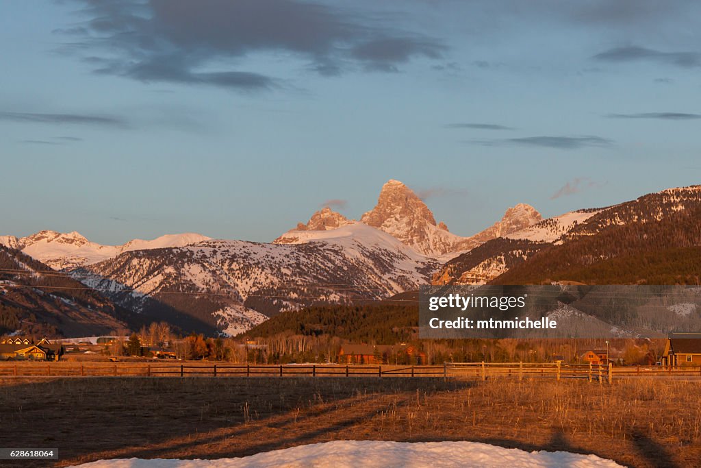 Grand Teton at sunset, Driggs, Idaho.