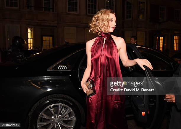Actress Natalie Dormer arrives in an Audi at the Evening Standard Film Awards 2016 on December 8, 2016 in London, England.