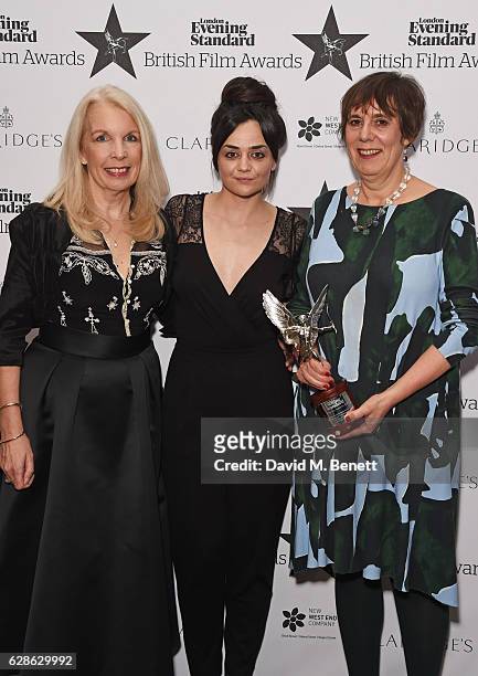 Presenter Amanda Nevill, Hayley Squires and Rebecca O'Brien, accepting the Most Powerful Scene on behalf of "I, Daniel Blake", pose at The London...