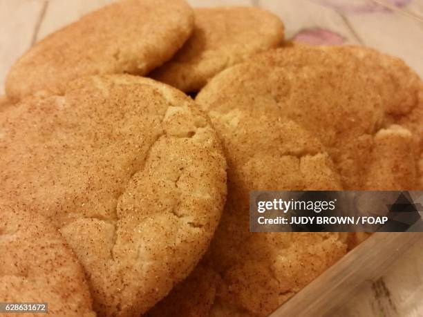 close-up of a snickerdoodle cookies - snickerdoodle stock-fotos und bilder