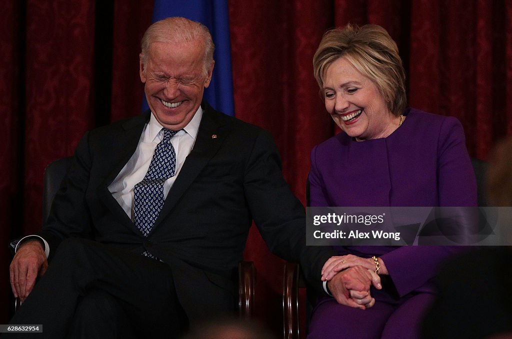 Hillary Clinton And VP Biden Attend Portrait Unveiling For Senate Democratic Leader Harry Reid