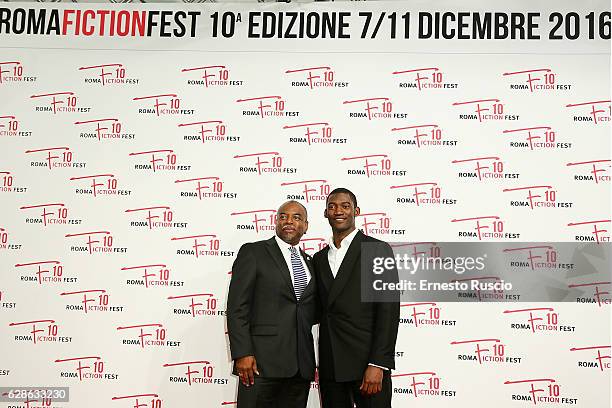 LeVar Burton and Malachi Kirby attend the 'Roots' red carpet during the Roma Fiction Fest 2016 at The Space Moderno on December 8, 2016 in Rome,...