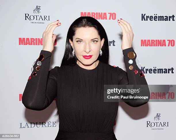 Marina Abramovic attends MARINA 70 at Solomon R. Guggenheim Museum on December 8, 2016 in New York City.