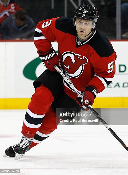 Jiri Tlusty of the New Jersey Devils plays in the game against the Detroit Red Wings at the Prudential Center on January 4, 2016 in Newark, New...