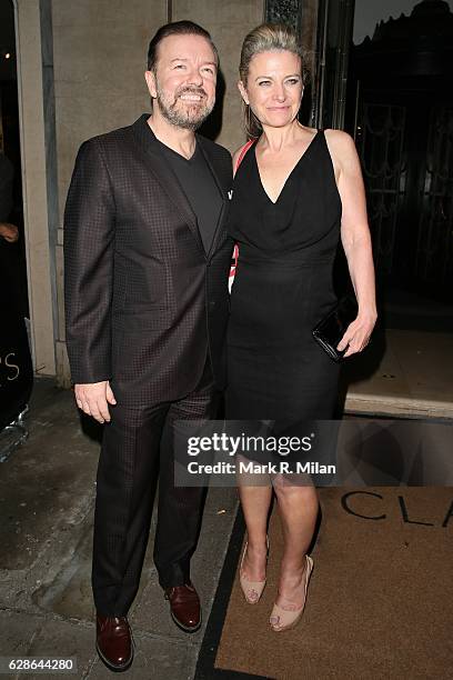 Ricky Gervais and Jane Fallon attend the London Evening Standard British Film Awards on December 8, 2016 in London, England.