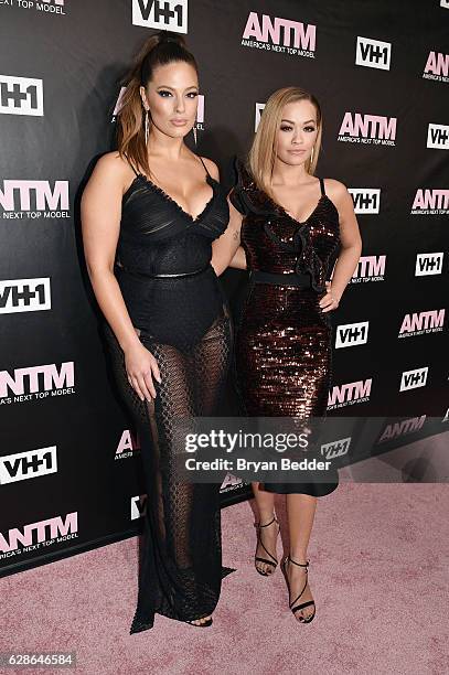 Model and ANTM Judge, Ashley Graham and singer and ANTM Judge, Rita Ora attend the VH1 America's Next Top Model premiere party at Vandal on December...