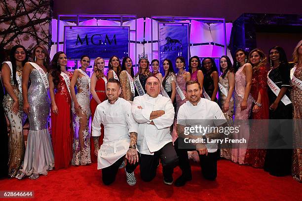Miss World 2016 contestants, Bryan Voltaggio, Jose Andres, and Michael Voltaggio attend the MGM National Harbor Grand Opening Gala on December 8,...