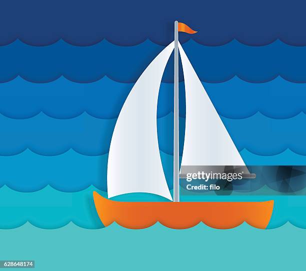 ilustrações de stock, clip art, desenhos animados e ícones de veleiro - barco à vela