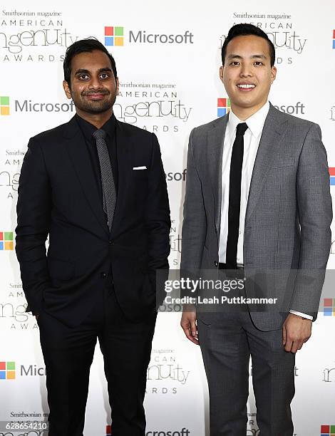 Aziz Ansari and Alan Yang attend the Smithsonian Magazine's 2016 American Ingenuity Awards at National Portrait Gallery on December 8, 2016 in...