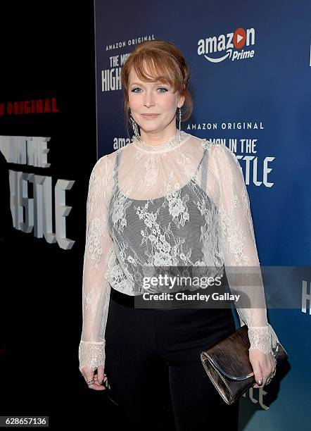 Actress Chelah Horsdal attends the Amazon Red Carpet Season Two Premiere Screening of Emmy Award Winning Original Drama Series 'The Man in the High...