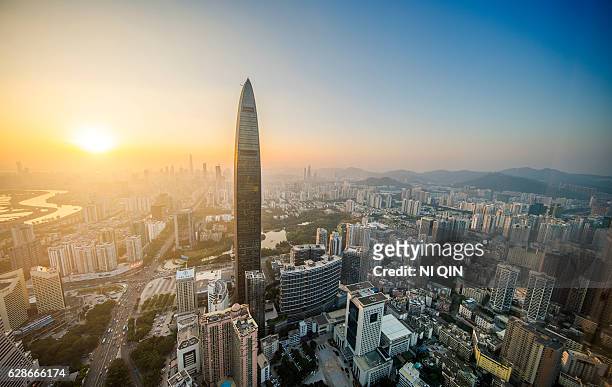 china shenzhen skyscraper - shenzhen stock pictures, royalty-free photos & images