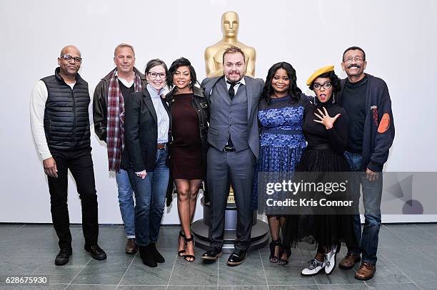 Patrick Harrison, Kevin Costner, Donna Gigliotti, Taraji P. Henson, Ted Melfi, Octavia Spencer ,Janelle Monae and Wynn Thomas attend an official...