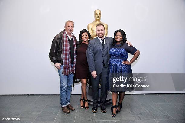 Kevin Costner, Taraji P. Henson, Ted Melfi and Octavia Spencer attend an official academy screening of HIDDEN FIGURES hosted by the The Academy of...