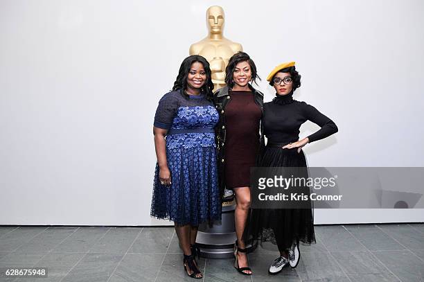 Octavia Spencer, Taraji P. Henson, and Janelle Monae attend an official academy screening of HIDDEN FIGURES hosted by the The Academy of Motion...