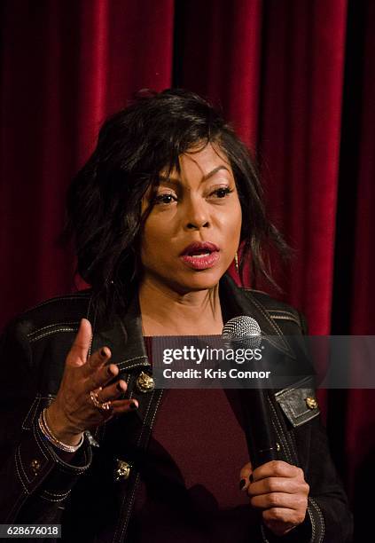 Taraji P. Henson speaks during an official academy screening of HIDDEN FIGURES hosted by the The Academy of Motion Picture Arts and Sciences at MOMA...