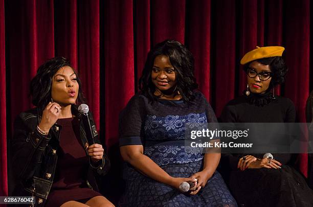 Octavia Spencer, Taraji P. Henson, and Janelle Monae attend an official academy screening of HIDDEN FIGURES hosted by the The Academy of Motion...