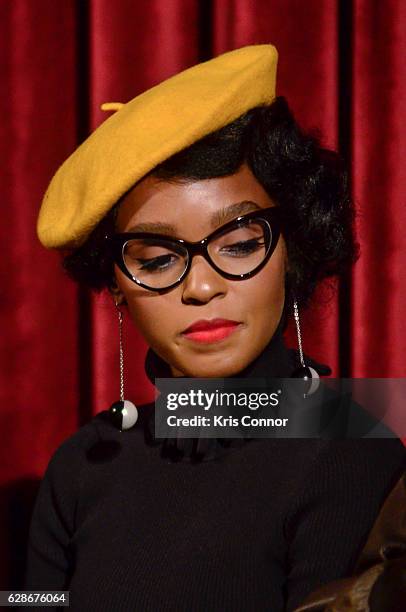 Janelle Monae speaks during an official academy screening of HIDDEN FIGURES hosted by the The Academy of Motion Picture Arts and Sciences at MOMA -...