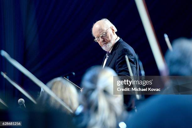 Composer John Williams performs onstage during Ambassadors for Humanity Gala Benefiting USC Shoah Foundation at The Ray Dolby Ballroom at Hollywood &...