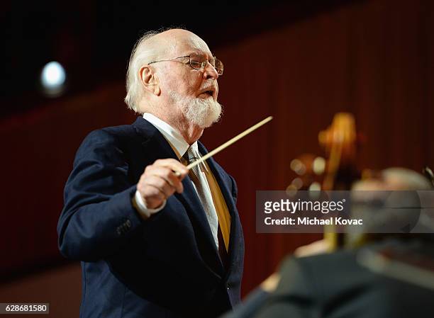 Composer John Williams performs onstage during Ambassadors for Humanity Gala Benefiting USC Shoah Foundation at The Ray Dolby Ballroom at Hollywood &...