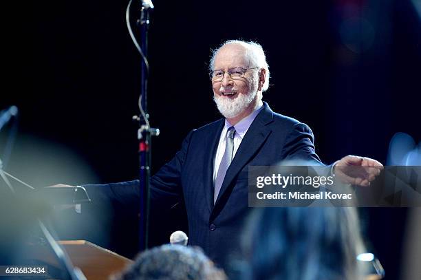 Composer John Williams performs onstage during Ambassadors for Humanity Gala Benefiting USC Shoah Foundation at The Ray Dolby Ballroom at Hollywood &...