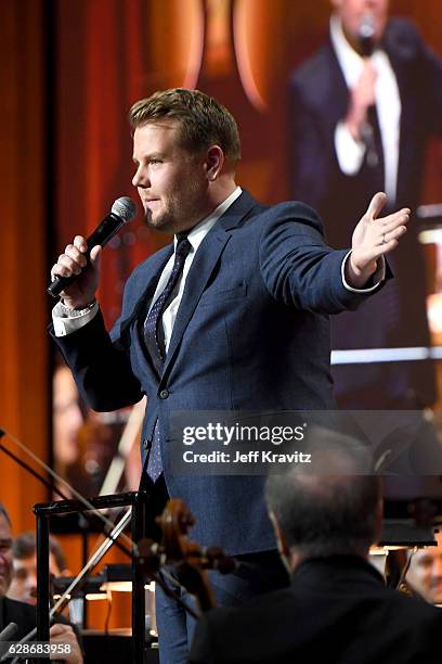Host James Corden speaks onstage during the Ambassadors for Humanity Gala Benefiting USC Shoah Foundation at The Ray Dolby Ballroom at Hollywood &...