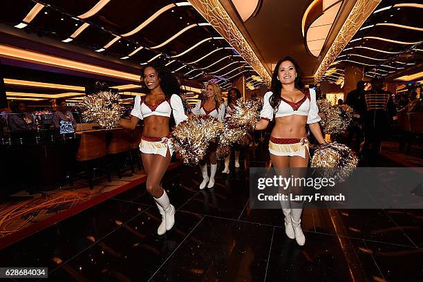 Redskins cheerleaders perform at the MGM National Harbor Grand Opening Gala on December 8, 2016 in National Harbor, Maryland.