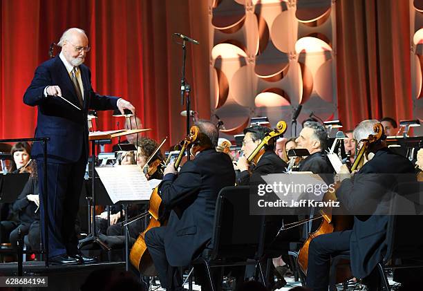 Composer John Williams performs onstage during Ambassadors for Humanity Gala Benefiting USC Shoah Foundation at The Ray Dolby Ballroom at Hollywood &...