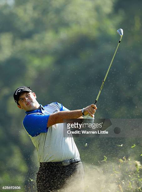 Patrick Reed of the USA plays his second shot ont he 11th hole during the second round of the USB Hong Kong Open at The Hong Kong Golf Club on...
